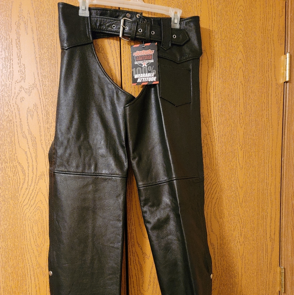 Leather motorcycle chaps Size medium